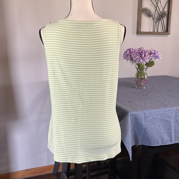 NWOT Women’s Talbots Size L Green/ White Striped Tank Top - Picture 2 of 5